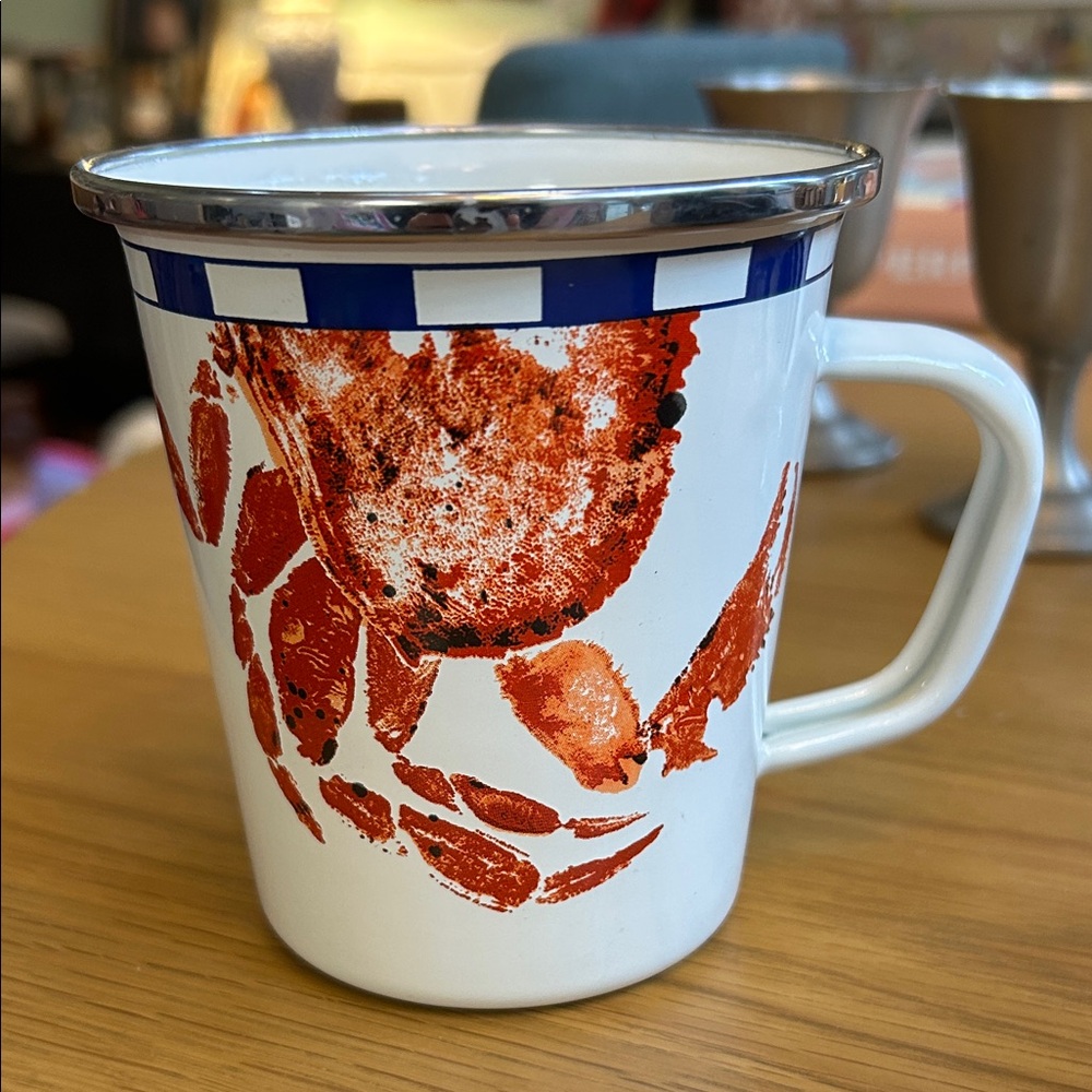 Golden Rabbit Crab House Crab Design Enamel Mug used and washed once cute summer